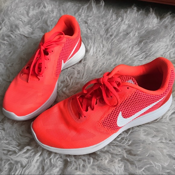 Nike Shoes - NIKE Revolution 3 Running Sneakers Orange/Fuchsia